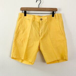 Polo Ralph Lauren // yellow cotton linen straight fit summer shorts  33